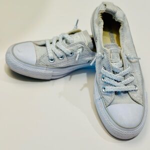 Women’s converse in light grey - slip on scrunch Canvas Sneakers sz 6